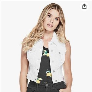 Women’s White Denim Vest - Guess Factory Size XS